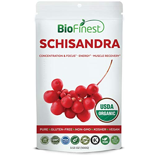 Biofinest Schisandra Berry Extract Powder (Schisandra Chinensis) - USDA Organic Gluten-Free Non-GMO Kosher Paleo Vegan Friendly - Supplement for Health Aging, Memory Support, Stress Reducer (100g)