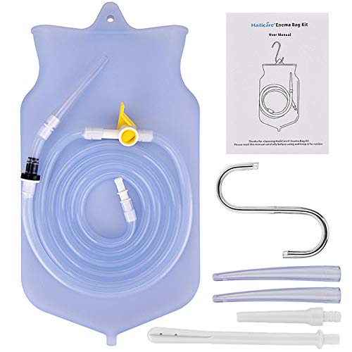 Easy Enema Bag kit - at home silicone FDA approved enema system with bonus enema douche (Green)