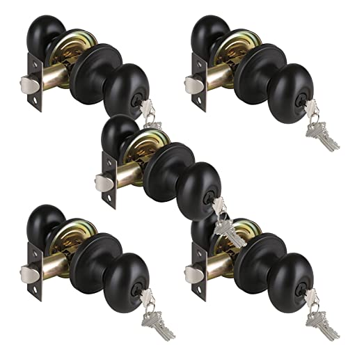 Door Knobs with Lock and Keys692ORBSET Matte Door knob (5 Pack, Entry