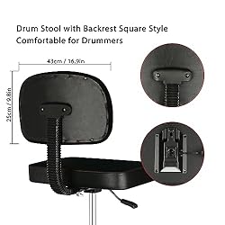 EASTROCK Drum Throne with Backrest Airlift
