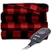 Sunbeam Heated Electric Throw Blanket Fleece Extra Soft, Red and Black Plaid (50 in. X 60 in.)