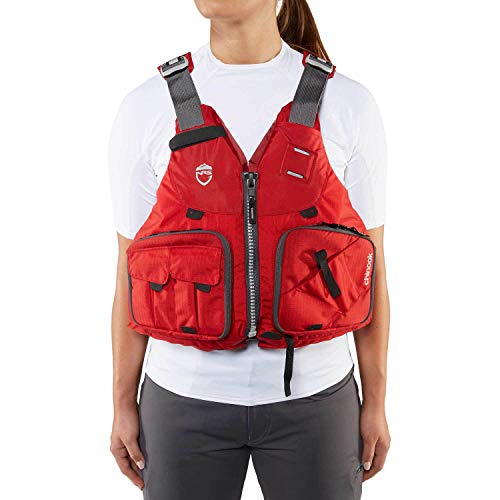 NRS PFD Foam Chinook Unisex Fishing Kayak Lifejacket, Red, Size Small