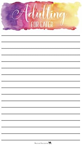 Adulting For Later, To Do List Magnetic Pad, Graduation Gift Idea, Grocery List for Fridge, Funny Notepad with Magnet, 50 Sheets, 5.5 x 8.5, Great School, Dorm, Locker, Office Gift! Made in USA