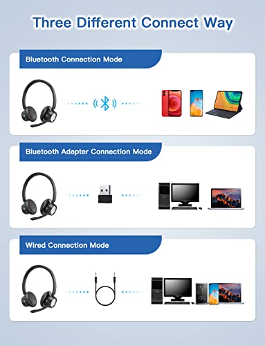 New Bee Auriculares Bluetooth Audífonos de Diadema Inalámbricos con Cancelación de Ruido 20 Hrs de Tiempo de Conversación y Botón de Silencio para el Trabajo/PC/Oficina/Zoom/Skype (Incluye USB Dongle)