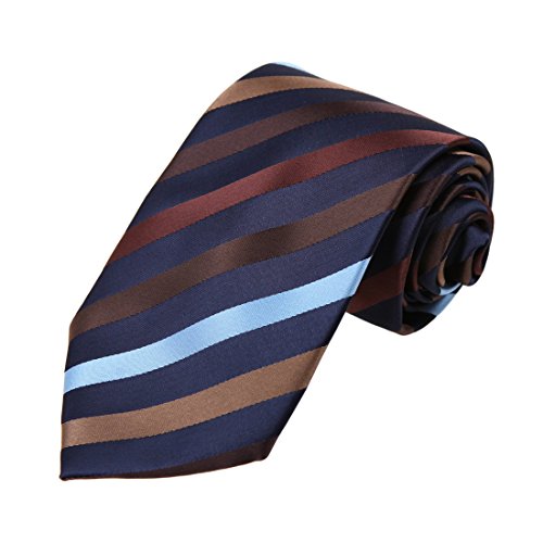 Dan Smith DAA7A26B Blue Brown Stripes Microfiber Tie Gift Certificate Fashion Neckwear