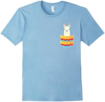 Men's Cute Llama In Pocket Gift T-Shirt 3XL Baby Blue
