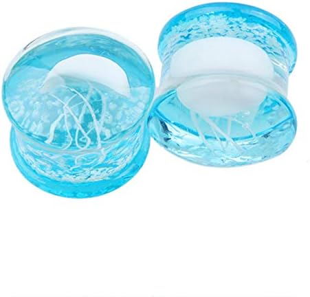 JUZIWEI 1 Pair Luminous Jellyfish Ear Plugs Expander Tunnels Stretcher Gauge 8-16mm