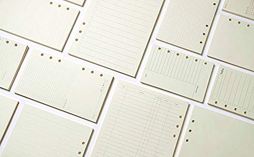 Harphia A5 A6 Loose Leaf Notebook Refill Spiral Binder Planner Inner Page Inside Paper Dairy Weekly Monthly Plan To do Line Dot grid (Full 11 Sets, A6-17x9.4cm)