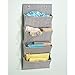 mDesign Soft Fabric Over the Door Hanging Storage Organizer with 4 Large Pockets for Closets in Bedrooms, Hallway, Entryway, Mudroom - Hooks Included - Textured Print - Gray