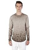 Men's Long Sleeve Camouflage Longline Round Bottom Oil Wash T-shirts
