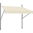 STEELAID Manual Retractable Awning – Multple Size and Color - Non-Screw Outdoor Sun Shade – Adjustable Pergola Shade Cover with UV Protection (Cream, 138''W, Max 57'' roll Out)