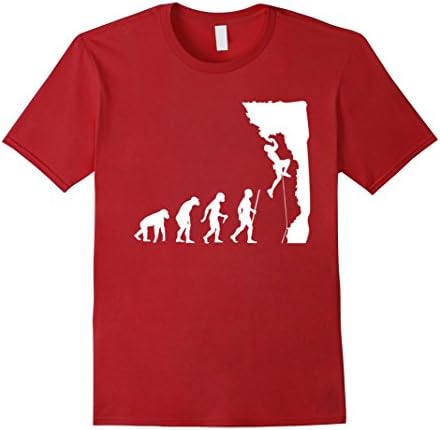 Mens Funny Rock Climbing T Shirt - Rock Climbing Evolution Medium Cranberry