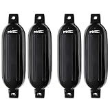 MSC Vinyl Ribbed Boat Fenders Bumpers (Black, 4.5" x 16")