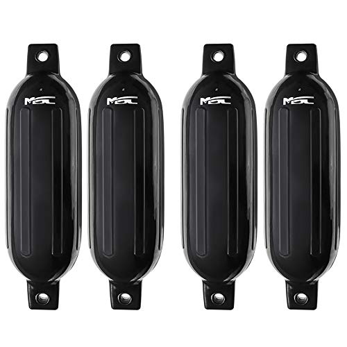 MSC Vinyl Ribbed Boat Fenders Bumpers (Black, 4.5" x 16")