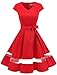 Gardenwed Women's 1950s Rockabilly Cocktail Party Dress Retro Vintage Swing Dress Cap-Sleeve V Neck