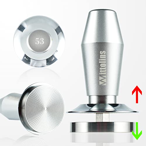 Espresso Tamper 53mm Spring-Loaded Espresso Tamper for Coffee 30 Lbs Calibrated Tamper Heavy Duty Flat Base Barista Tools