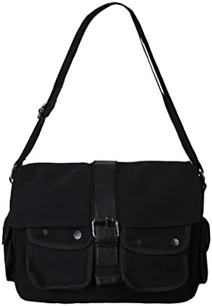 Queen of Darkness Large Messenger Bag with Leather Buckle Black