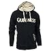 Guinness Distressed Applique Zip Hoodie - Black and Cream Cotton Polyester Hooded Drawstring Sweater