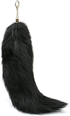 Huloo Real Fox Fur Tail Key Chain Soft Key Hang 15" -18" Christmas Gift