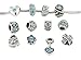 Yeshan 12pcs Antique Silver Rhinestone Charm Beads Fits Pandora Jewelry -with a Snake Chain Free