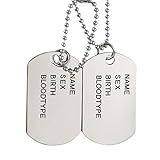 Oidea Mens High Polished Double Army Dog Tag Pendant Necklace,Silver,Black,27 Inch Chain Included
