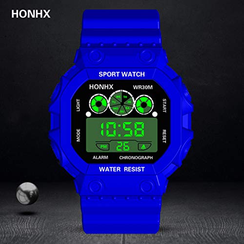 Mens Military Watch Stopwatch,Luxury Three Eyes Analog Digital Sport LED Waterproof Luminous Wrist Watch(Dark Blue) - Thumbnail 2