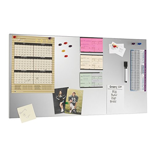 STEELMASTER Magnetic Board with Dry-Erase Pad, Pen and Magnets, 14 x 30 x 0.7 Inches, Silver (270163050) (Certified Refurbished)