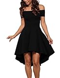Wearlove Women Off Shoulder Short Sleeve High Low Skater Dress