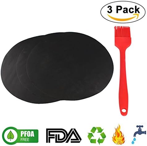 LARATH BBQ Grill Mats Ultra-thick Baking Mat for Barbecue Gas Charcoal Electric Grill Microwave Toaster Oven Smoker(Round 15.75'' x 15.75'' ,Set of 3)