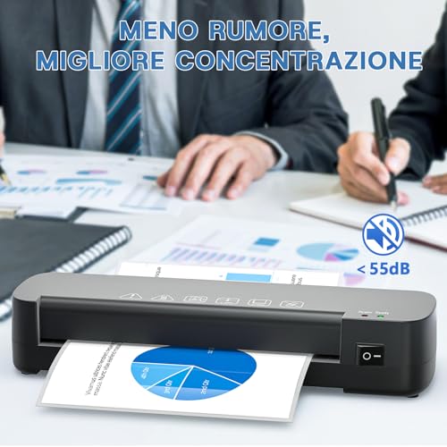 NAHKZNY A4 Laminator Thermal Laminator Speed 260 mm/min Hot Laminator Suitable for A4 A5 A6 Format with 15 Laminating Sheets for Home Office School Catering