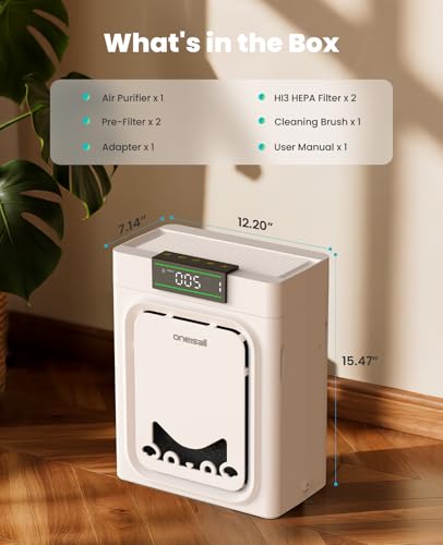 oneisall Air Purifiers for Home Pets with Double-Sided HEPA Washable Filters,Large Room Up To 2200Ft²,Air Purifier for Pet Hairs,Dander Odor Allergies Pollutant Smoke Dust,PP02