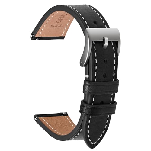 ULLCHRO Watch Band with Quick Release Leather Watch Band 17mm 18mm Genuine Brown Classic 22mm Strap for Men Durable Watch Strap Replacement