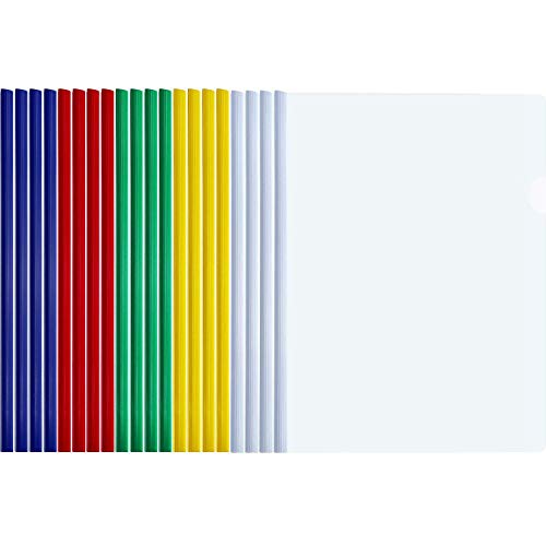 20 Pieces A4 Sliding Bar Binder Transparent Report Covers Folder for Documents Classification (Multicolored Sliding Bar) - Thumbnail 5