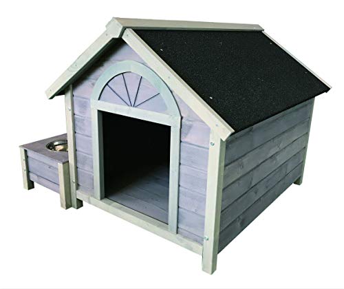 Seny Outdoor Wooden Large Dog House Dog Kennel with Dog Bowls W42xD39xH30 inch - Thumbnail 2