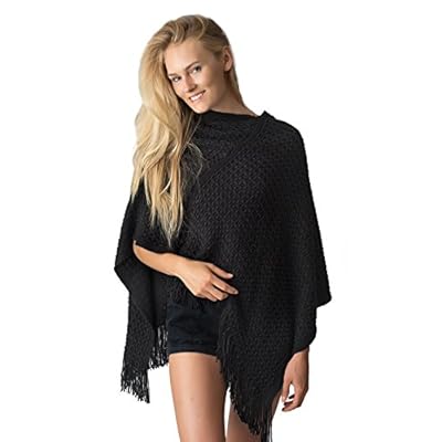 Accessory Necessary LL Poncho Sweater Womens Asymmetrical Short Crochet Knit Batwing Wrap Fringe Accessory Necessary LL Poncho Sweater Womens Asymmetrical Short Crochet Knit Batwing Wrap Fringe