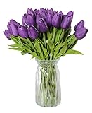 10-heads Home Deocr Mini Tulip Real Touch Tulip Artificial Flowers Bouquets (dark purple)