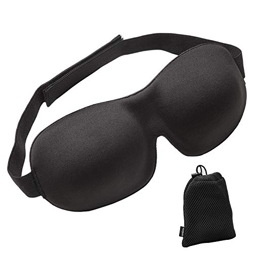 Unimi Sleep Mask for Woman and Man, Upgraded Contoured 3D Eye Mask Eye Cover, Comfortable Sleeping Mask No Pressure On Your Eyeballs, Create Total Darkness -Black