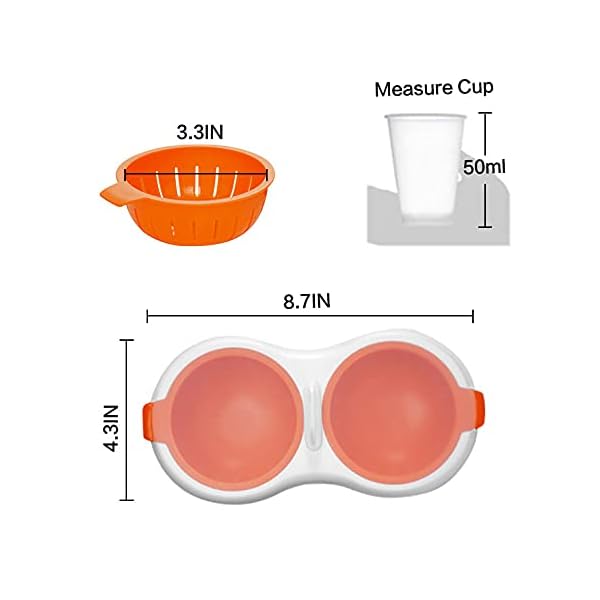 Microwave Egg Poacher 2, Draining Egg Boiler, Microwave Cookware Egg Poachers Non Stick, Portable Boiled Egg Cooker Egg Steamer Kitchenware