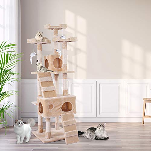 JAXPETY 67 Inches MultiLevel Cat Tree Tower Stand, Kitten Play House