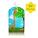Reusable Food Pouch (50 Pack, 5 oz) Baby Food Friendly with Leak Proof Double Zipper - Yaya Pouch