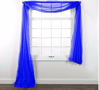 CURTAIN ONLINE'S 1PC VOILE SHEER WINDOW SCARF SWAG TIER TOPPER VALANCE IN 37X216" IN ROYAL BLUE