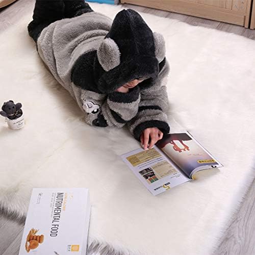 Faux Fur Sheepskin Rug Square Super Soft Hair 5-6cm Non Slip Mats Washable，for Chair Bed Sofa Floor,White-120×120cm