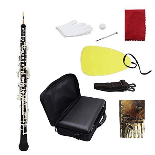 Zerama Professional Oboe C Key Cupronickel Plated Silver with Gloves Cleaning Cloth Screwdriver Leather Case Bag Strap