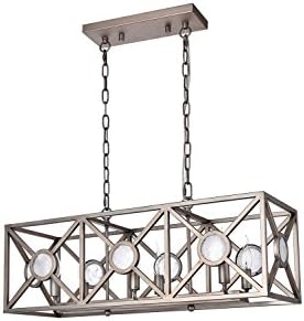 Dst Retro Rectangular Pendant Island Light, Antique Nickel Paint Chandelier Ceiling Light for Kitchen, Living room, Island and so on, Size: L: 78.6cm/30.94" W: 27cm/10.63" H: 30.2cm