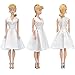 E-TING Handmade Fashion Doll Clothes Short Skirt Captivating Wears Dress for Girl Dolls (White Attractive V Collar Dress)