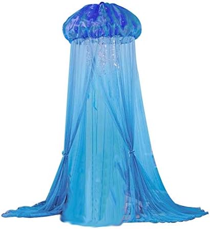 POEwjCCk Kids Baby Princess Bed Canopy Jellyfish Shape Mosquito Net Passed CE Certification. Blue