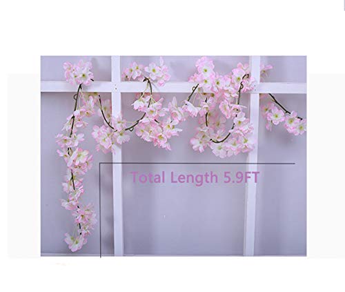 Lmeison Artificial Cherry Blossom, Fake Cherry Blossom Flowers Pink Hanging Vine Silk Garland Wreath for Wedding Arch Decor Wedding Party Decor, 3 Pack - Thumbnail 3