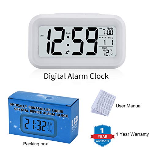 Digital Alarm Clock,Battery Operated Small Desk Clocks,with Date,Indoor