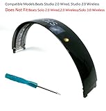 Replacement Top Headband Pad Repair Fix Parts for Beats Studio 2.0 Wired/Wireless Over Ear Headphone +T5 Screwdriver (Black)