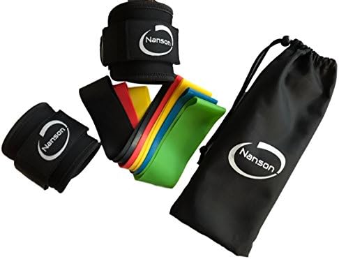 Combo Ankle Strap Pair for Cable Machine - Strong Strap - Steel Rings + 5 Flex Bands - Ultra Strong + Carry Bag Included